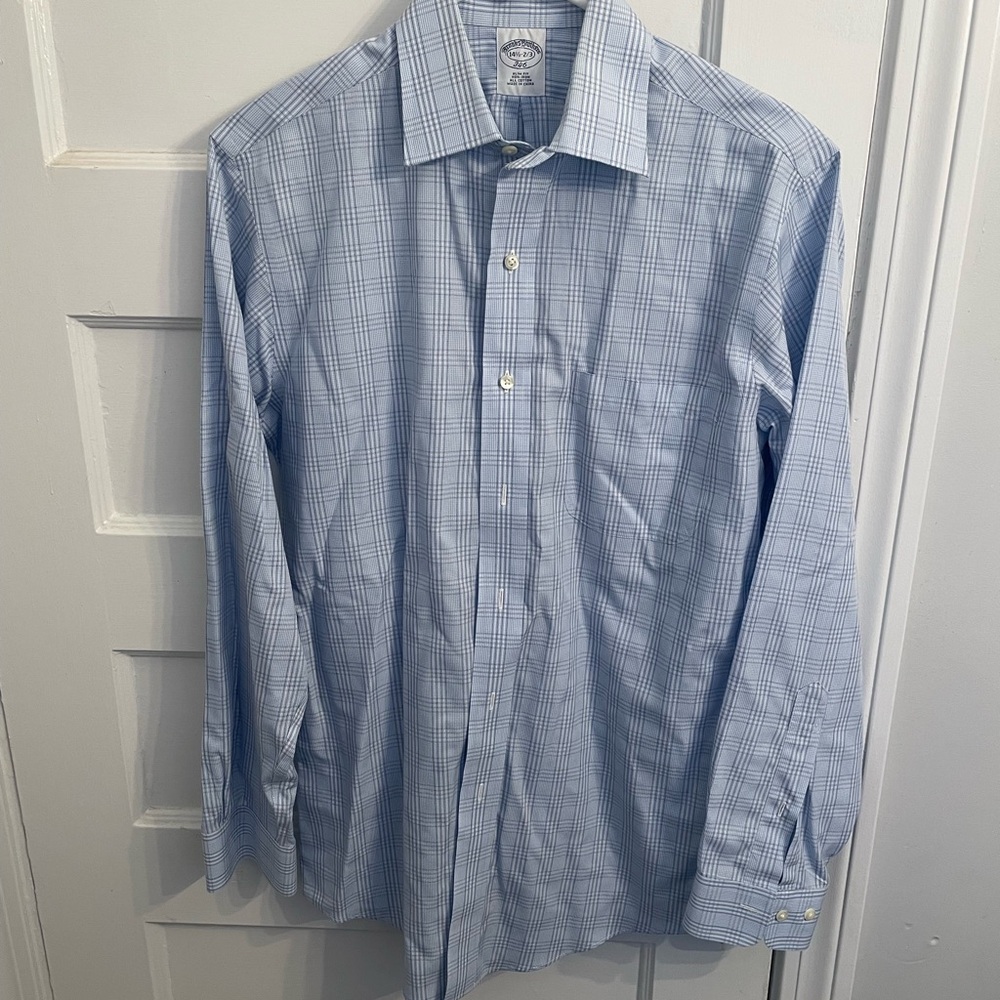 Brooks Brothers Light Blue Checkered Dress Shirt